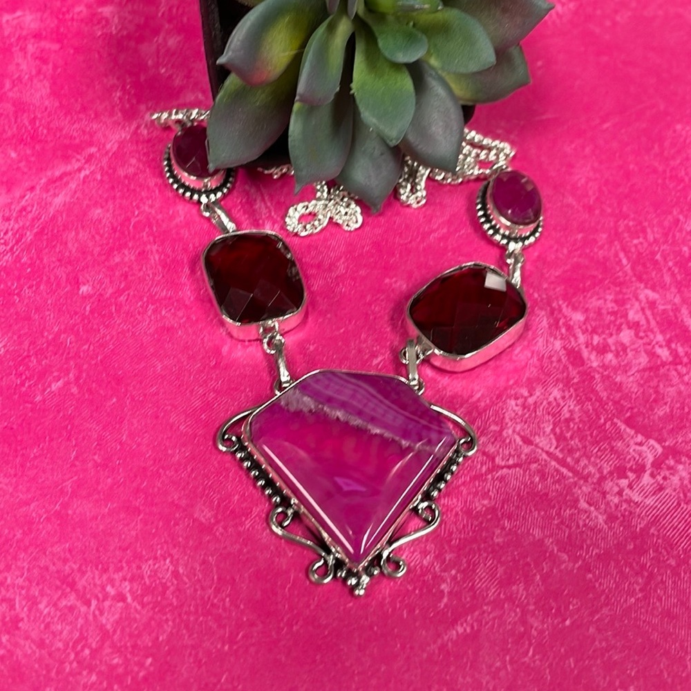 Garnet & Ruby & Agate Necklace - image 1